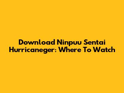 Download Ninpuu Sentai Hurricaneger: Where To Watch