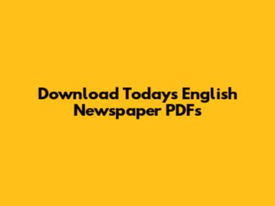 Download Today's English Newspaper PDFs