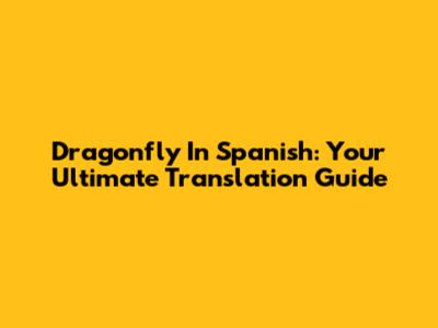 Dragonfly In Spanish: Your Ultimate Translation Guide