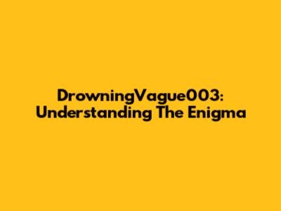 DrowningVague003: Understanding The Enigma