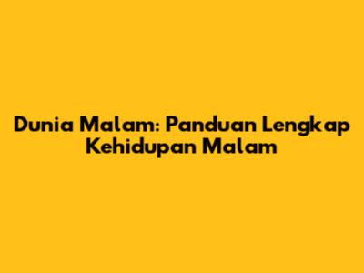 Dunia Malam: Panduan Lengkap Kehidupan Malam