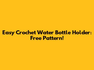 Easy Crochet Water Bottle Holder: Free Pattern!
