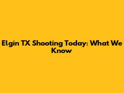 Elgin TX Shooting Today: What We Know
