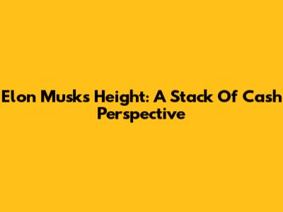 Elon Musk's Height: A Stack Of Cash Perspective