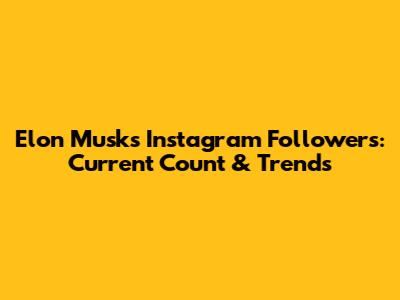 Elon Musk's Instagram Followers: Current Count & Trends
