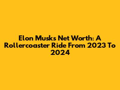 Elon Musk's Net Worth: A Rollercoaster Ride From 2023 To 2024