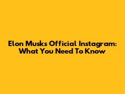 Elon Musk's Official Instagram: What You Need To Know