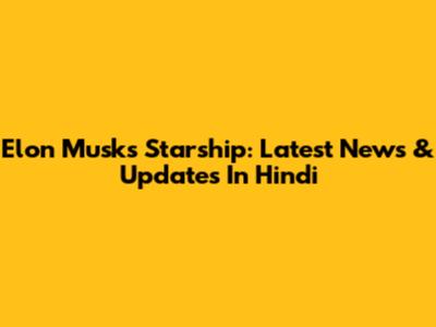 Elon Musk's Starship: Latest News & Updates In Hindi