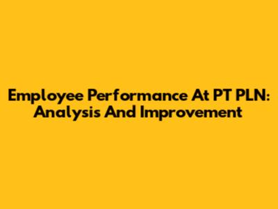 Employee Performance At PT PLN: Analysis And Improvement