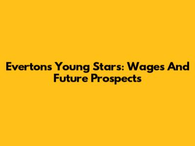Everton's Young Stars: Wages And Future Prospects