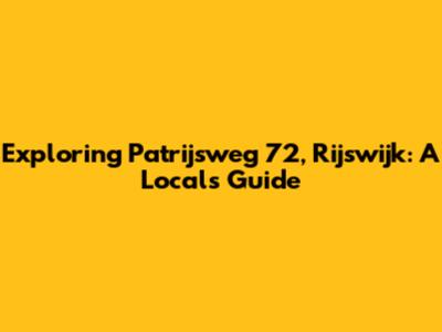 Exploring Patrijsweg 72, Rijswijk: A Local's Guide
