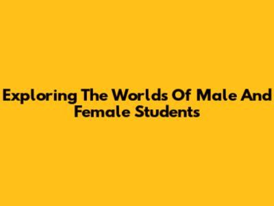 Exploring The Worlds Of Male And Female Students