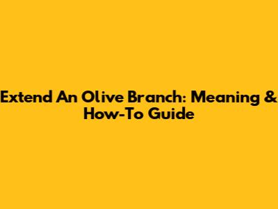 Extend An Olive Branch: Meaning & How-To Guide