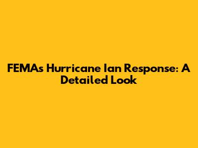 FEMA's Hurricane Ian Response: A Detailed Look