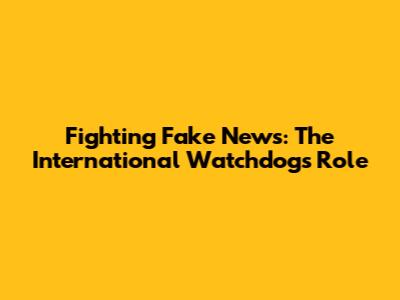 Fighting Fake News: The International Watchdog's Role