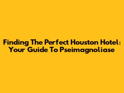 Finding The Perfect Houston Hotel: Your Guide To Pseimagnoliase
