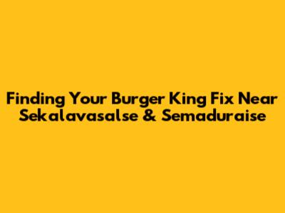 Finding Your Burger King Fix Near Sekalavasalse & Semaduraise