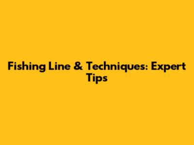 Fishing Line & Techniques: Expert Tips