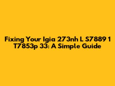 Fixing Your Igia 273nh L S7889 1 T7853p 33: A Simple Guide
