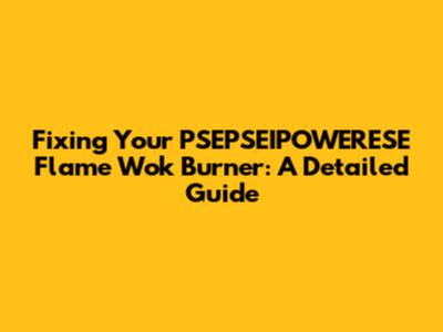 Fixing Your PSEPSEIPOWERESE Flame Wok Burner: A Detailed Guide