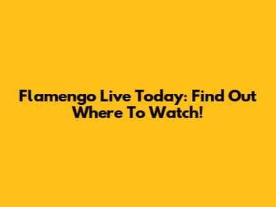 Flamengo Live Today: Find Out Where To Watch!