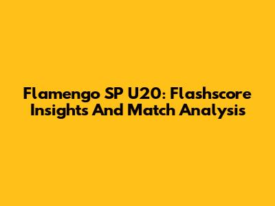 Flamengo SP U20: Flashscore Insights And Match Analysis