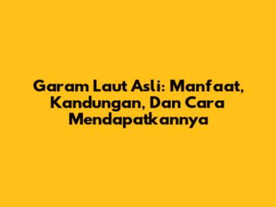 Garam Laut Asli: Manfaat, Kandungan, Dan Cara Mendapatkannya