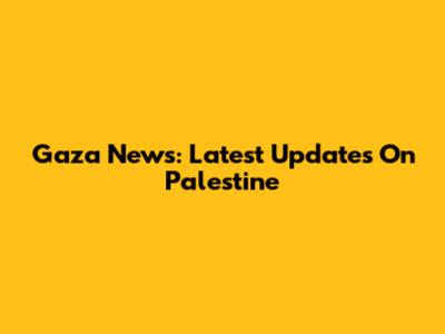 Gaza News: Latest Updates On Palestine