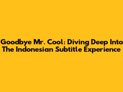 Goodbye Mr. Cool: Diving Deep Into The Indonesian Subtitle Experience