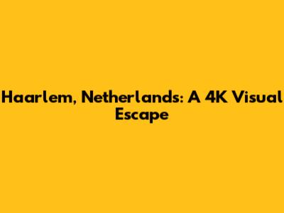 Haarlem, Netherlands: A 4K Visual Escape