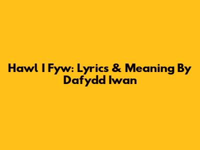 Hawl I Fyw: Lyrics & Meaning By Dafydd Iwan