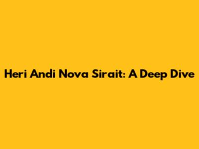 Heri Andi Nova Sirait: A Deep Dive