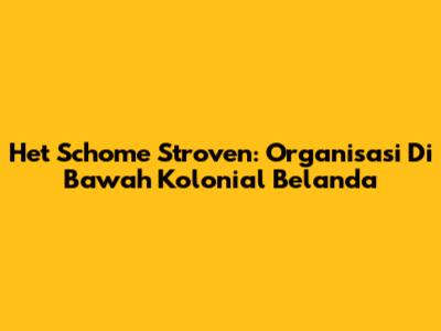 Het Schome Stroven: Organisasi Di Bawah Kolonial Belanda