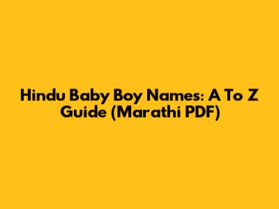 Hindu Baby Boy Names: A To Z Guide (Marathi PDF)