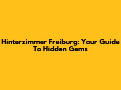 Hinterzimmer Freiburg: Your Guide To Hidden Gems