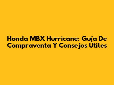 Honda MBX Hurricane: Guía De Compraventa Y Consejos Útiles