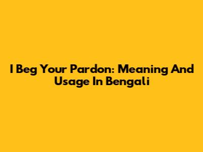 I Beg Your Pardon: Meaning And Usage In Bengali