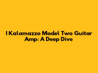 I Kalamazzo Model Two Guitar Amp: A Deep Dive