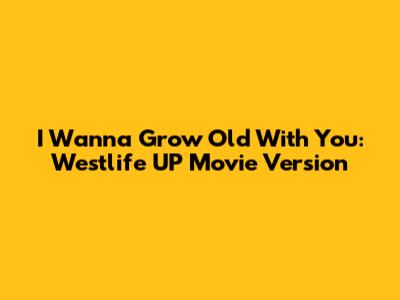 I Wanna Grow Old With You: Westlife UP Movie Version