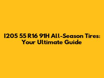 I205 55 R16 91H All-Season Tires: Your Ultimate Guide