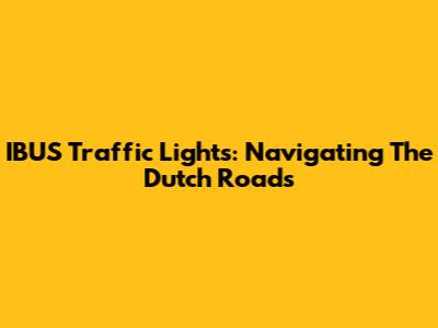 IBUS Traffic Lights: Navigating The Dutch Roads