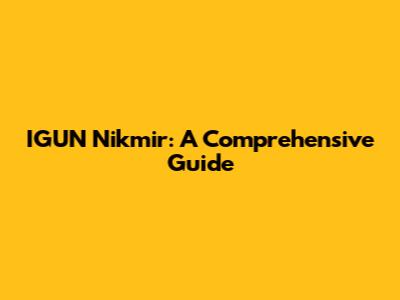IGUN Nikmir: A Comprehensive Guide