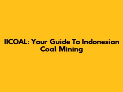 IICOAL: Your Guide To Indonesian Coal Mining