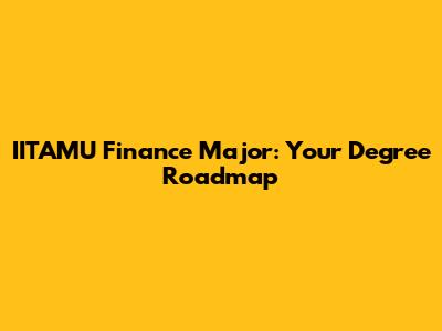 IITAMU Finance Major: Your Degree Roadmap