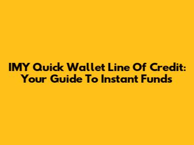 IMY Quick Wallet Line Of Credit: Your Guide To Instant Funds