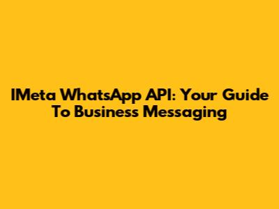 IMeta WhatsApp API: Your Guide To Business Messaging