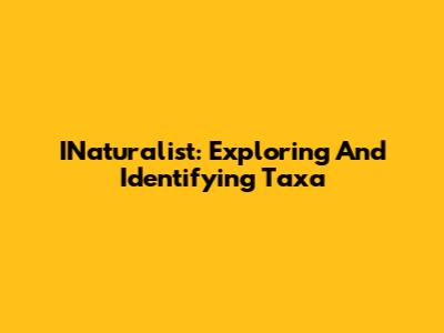INaturalist: Exploring And Identifying Taxa