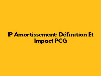 IP Amortissement: Définition Et Impact PCG
