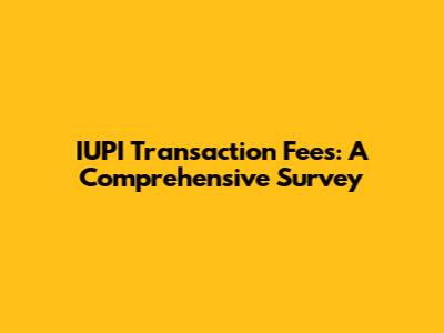 IUPI Transaction Fees: A Comprehensive Survey