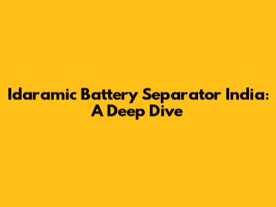 Idaramic Battery Separator India: A Deep Dive